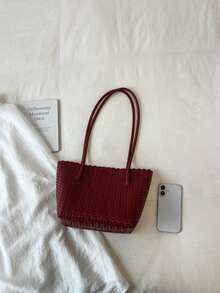 New Fashion Plaid Woven Bucket Bag, Niche Versatile, Handheld Shoulder Bag, Suitable For Commuting - Multicolor - View 9