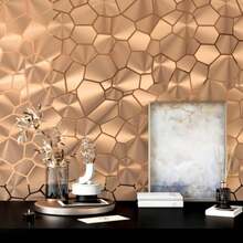 Rose Gold Metallic Wallpaper Peel And Stick Acoustic Wall Panels - Rose Gold - View 6
