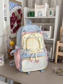 Italife Dopamine Anime Transparent Ita Backpack For Women, Back To School Season, Japanese Style Girl Large Ruffle Edge Ita Bag, Suitable For Brooch Display, With Bow H259 - Multicolor - View 14