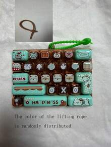 1pc Mood Supply Station Stress Relief 26-Key Keyboard Button Dopamine Color Fingertip Press Toy Pendant, Stress Relief Gift, Birthday Gift, Random Lanyard Color - Multicolor - View 13