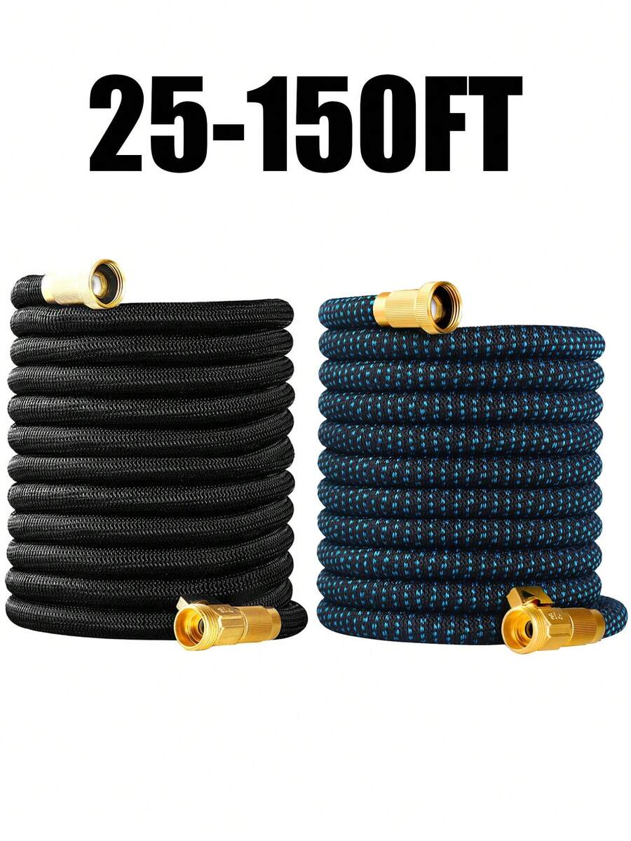 25-150FT Expandable Garden Hose Flexible Water Pipe, US Standard 3/4 Brass Connector, Lightweight Retractable Hose For Yard And Car Washing - A - View 1