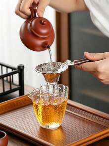 2pcs 304 Stainless Steel Tea Strainer And Tea Spoon Set, Suitable For Teapot, Tea Spoon, Coffee Cup Tea Filter, Fine Mesh Prevents Dripping, Floral Edge Design Easy To Clean, Universal Fit - Multicolor - View 4