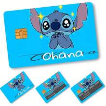 Disney 4pcs Stitch Credit Card & Prepaid Card Stickers, Removable PVC Protective Film, Suitable For Bank Cards And Transit Cards - Multicolor - View 1