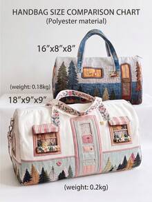 3D Visual Print Pastoral Style Weekend Tote Bag, Large Capacity Lightweight Durable Travel Bag, Vintage Camping Overnight Handbag, Women's Travel Essential - Multicolor - View 5