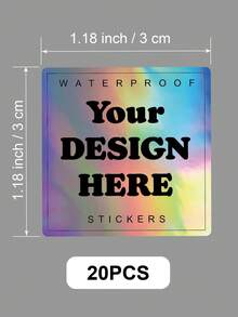 Custom Waterproof Holographic Square Business Brand Logo Label Stickers, Thank You Stickers. Personalized Holographic Sticker Labels For Business Branding, Gift Packaging Box, Custom Printed Square Label For Bottle, Cosmetics - Holographic - View 13