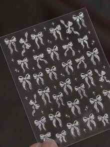 2/1pc Exquisite Butterfly Wings Nail Art Stickers Self-Adhesive Fragrance-Free Suitable For Hand And Foot Decoration Elegant Design Easy To Apply Suitable For Autumn, Halloween, Christmas DIY Manicure - White - View 7