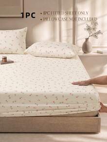 1 buah Sprei Fitted Motif Bunga Tulip Putih, Pelindung Kasur, Penutup Kasur, Lembut dan Bernapas, Cocok untuk Semua Ukuran Kasur - Twin, Full, Queen, King, Kantong Dalam Hingga 11,8 Inci - Putih - View 2