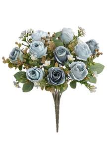 1pc Artificial Rose Bouquet, Suitable For Home Decor, Kitchen Decor, Autumn Decor, Outdoor Decor, Table Decor, Wedding Decor, Artificial Plants, Women's Gift, Back To School - Blue - View 11