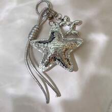 1pc Silver Women's Bag Charm, Keychain - Silver - View 5
