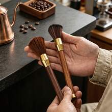 Wood‑Handle Coffee Brush, 1 Pack Random Color, Natural Soft Bristles Espresso Grinder Cleaning Brush For Home Barista Coffee Tool - Multicolor - View 1