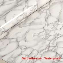 Self-Adhesive Marble Pattern Wall Sticker - 1-Piece Glossy Waterproof Wallpaper, Furniture Renovation Sticker, Kitchen And Bathroom Wall And Countertop Decoration - A - View 7