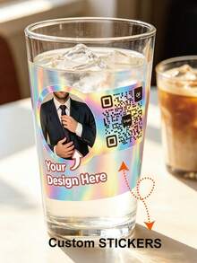 Custom QR Code Logo Individually Holographic Die Cut Stickers - Waterproof Decal Labels For Packaging, Customized Holographic QR Sticker, Personalized Stickers Decals Text Name Photo QR Code Sticker - Holographic - View 4