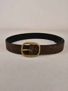 1pc Versatile Minimalist Fashion PU Leather Women's Belt - Brown - View 3