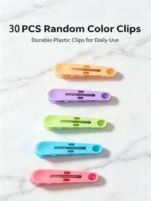 10/30pcs Windproof Clothes Clips & Towel Clips, Heavy Duty Plastic Clips, Sock Clips, Perfect For Bathroom, Travel, Dorm, Kitchen, Home Laundry Supplies, Random Color - View 1