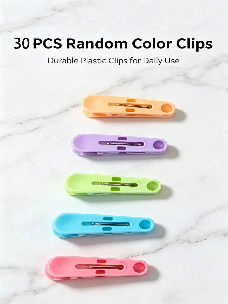 10/30pcs Windproof Clothes Clips & Towel Clips, Heavy Duty Plastic Clips, Sock Clips, Perfect For Bathroom, Travel, Dorm, Kitchen, Home Laundry Supplies, Random Color - View 1