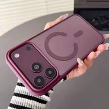 1pc Hadaasi Cherry Red 2-In-1 Magnetic Phone Case, Compatible With Apple 18pro/18promax/17e/17 Pro Max 16 15 14 13 12 11 Plus ProMax, Smooth Matte Soft Edge Transparent Hard PC Back Shell, 1.2MM Raised Screen Bezel & 2.5MM Lens Protection, Anti-Fingerprint Anti-Stain Shockproof Wireless Charging Slim Protective Case, Compatible With Samsung Galaxy S26Ultra/S26Plus/S26Fe/A57A18/A56/A37 - Cherry Red - View 4
