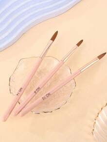 3 Peças Pincéis de Arte de Unhas Acrílicas Rosa - Inclui Tamanhos 8/10/14, Especificamente para Unhas Acrílicas, Perfeito para Extensões de Unhas e Escultura 3D; Inodoro, Adequado como Presente ou para Carregar (Viagem, Encontros). - Multicolorido - Visão 4