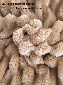 3D gestreifte Jacquard Fleece Decke, verdickte flauschige weiche Anti-Pilling Überwurfdecke für Sofa und Bett, Heimdekoration Geschenk Decke - Kamelfarben - Übersicht 7