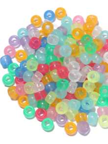 1000/2pcs Fluorescent Glow Horseshoe Beads, 9mm Plastic Handmade Beads, Suitable For DIY Jewelry Making, Ideal For Friendship Bracelets, Necklaces And Hair Braiding Projects, 9 Vibrant Fluorescent Colors, Lightweight And Easy To Thread - Mixed Style - View 4