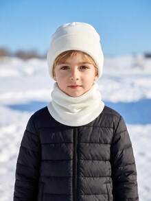 2pcs/Set Unisex Kids Knit Hat + Scarf Set, Warm Autumn/Winter Children's 2 Pieces Set, Fashion Knit Hat Set, Solid Color Kids Outfit - 2PCS - View 4