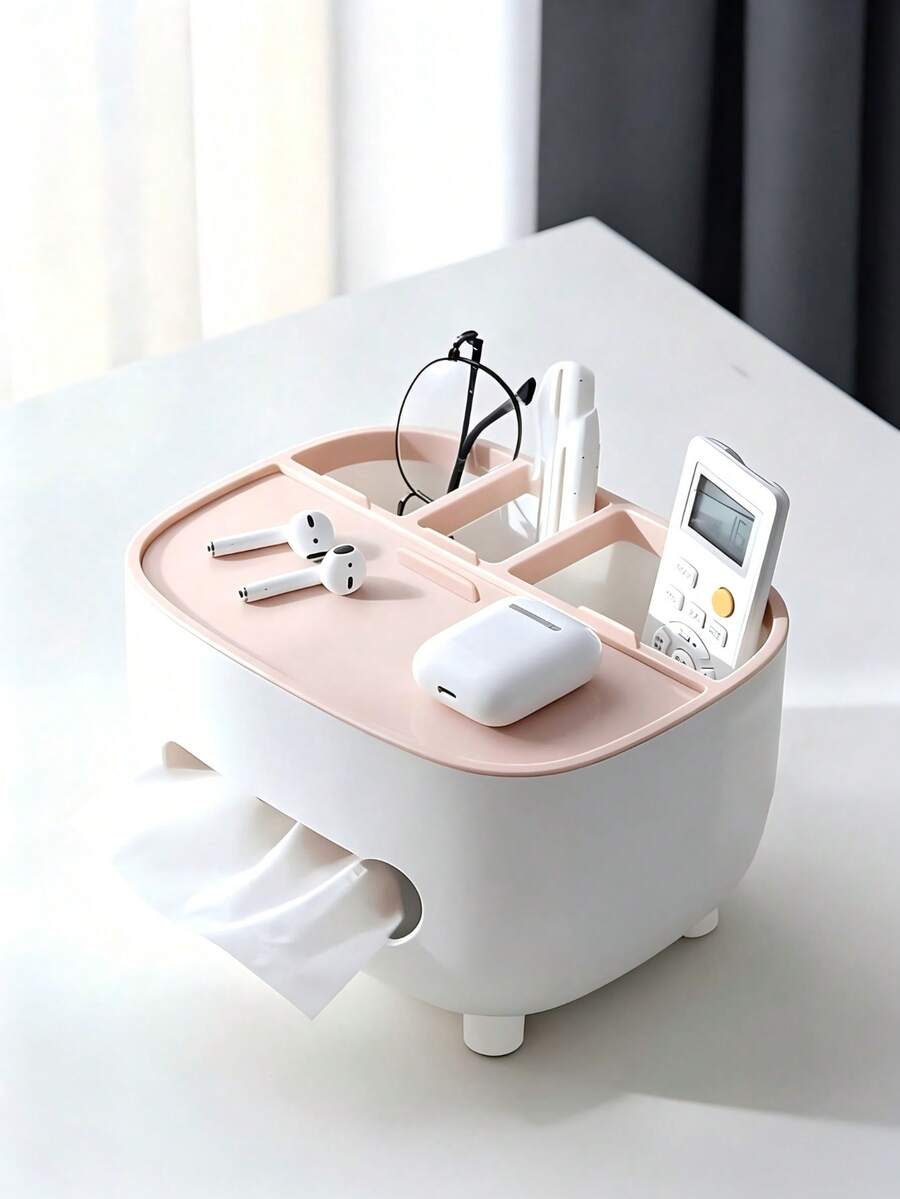 Light Luxury Multifunctional Tissue Box Remote Control Storage Organizer Box Suitable For Home Living Room Bedroom Desktop - Multicolor - View 1