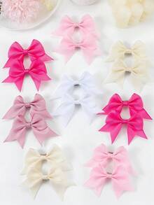 10件組粉色3D蝴蝶結髮夾，純色燕尾髮夾，甜美女孩風，側夾，瀏海夾，可愛女孩髮飾，日常佩戴，派對髮飾 - 彩色 - 查看 7