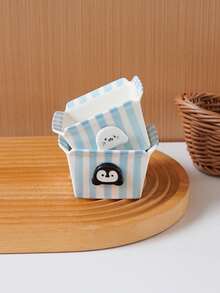 1pc Striped Penguin Ceramic Condiment Dish, Hand-Painted Seal Tomato Sauce Salad Sauce Plate, Suitable For Home Decor Tableware, Spice Seasoning Dish, Restaurant Kitchen Dipping Sauce, Condiment Storage Bowl, Gift, Holiday Decoration - Multicolor - View 10