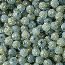 120pcs Multicolor Matte Gold‑Print Star Pattern Round Acrylic Through‑Hole Loose Beads For DIY Bracelets, Phone Charms, Keychains Handmade Craft Supplies - Multicolor - View 18