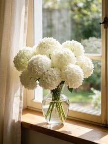 [Quantity] Pcs/Set 9.06 Inch Artificial Hydrangea Bouquet, Faux Hydrangea Stems, Suitable For Wedding Centerpieces, Home Decor (White) - Multicolor - View 1