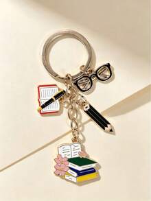 1pc/5pcs Exquisite Graduation Cap Keychain Alloy Book Backpack Back To School Season Keyring Pendant, Fashion Phone Case Charm, Perfect Student Backpack Decoration, Suitable As Gift For Students, Back To School Season Gift, Graduation Season Gift, Classmate Gift - Multicolor - View 13