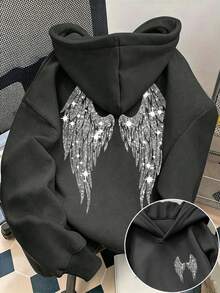 Tween Girl Fun Print Pullover Sweatshirt, Warm And Comfortable Thermal Lined Pullover Sweatshirt For Autumn/Winter - Dark Grey - View 1