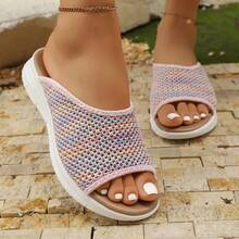 Women's Summer Outdoor Slippers 2026 New Casual Versatile Flat Half-Slip Fashion Mesh Breathable One-Strap Slides - Pink - View 14