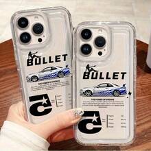 1PC Car Model Print Transparent Soft TPU Phone Case, Compatible With Apple 18 17 16 15 14 13 12 11 Plus Pro Max Series, Personalized Ins Style - Clear - View 5
