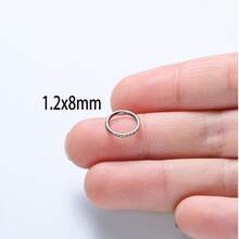 1 Piece Exquisite Stainless Steel Inlaid With Shiny Zirconia Nose Ring, 18K Gold Plated, Closed Hinge Cartilage Spiral Earrings Lip, - Silver - View 12