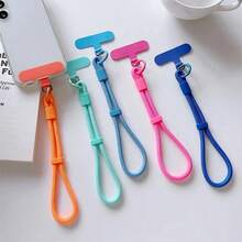 1pc Adjustable Multicolor Nylon Phone Lanyard, Durable Short Rope, Phone Case Anti-Loss Accessory, Universal Detachable Wrist Strap, Suitable For Most Smartphones, Sturdy Braided Rope, Daily Use - Multicolor - View 1