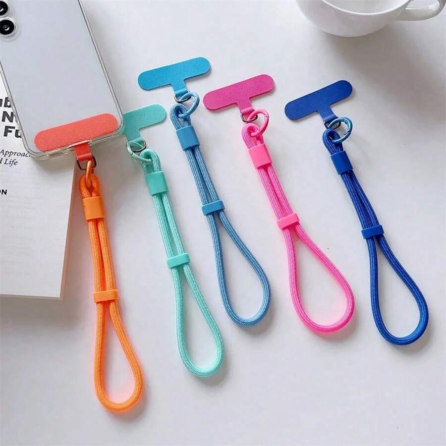 1pc Adjustable Multicolor Nylon Phone Lanyard, Durable Short Rope, Phone Case Anti-Loss Accessory, Universal Detachable Wrist Strap, Suitable For Most Smartphones, Sturdy Braided Rope, Daily Use - Multicolor - View 1