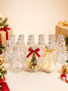 5pcs/Set Botol Bening Berbentuk Pohon Natal, Wadah Hadiah Liburan, Cocok untuk Dekorasi Natal, Dekorasi Meja Thanksgiving, Suvenir Pesta, dan Dekorasi Rumah - Clear - View 7