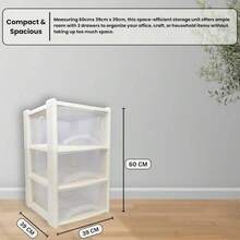 DIY Apparel & Needlework Storage - 3 Drawer + Cream - View 3