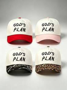 1pc Men Hats Two-Tone 'GOD'S PLAN' Embroidered Hats For Men, Adjustable Design, Perfect For Parties, Travel, Outdoor Activities, And Sun Protection - Multicolor - View 9