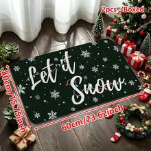 1/2/3pcs Christmas Theme Kitchen Rug, Flannel Kitchen Mat, Soft Comfortable Absorbent Non-Slip Machine Washable With Non-Slip Backing, Suitable For Multiple Scenes: Entrance, Living Room, Bedroom, Kitchen, Dining Room, Bathroom, Laundry Room, Hallway, Christmas Holiday Home Decor Multi-Functional Floor Mat - Multicolor - View 15