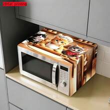 2D Flat 1pc Microwave Dust Cover, 3 Cute Cats Pattern Kitchen Appliance Dust Cover, 35 X 85 Cm Polyester Microwave Top Cover, Home Refrigerator Toaster Protective Cloth, Kitchen Decor - Multicolor - View 6