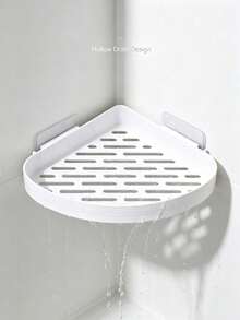 1pc White Bathroom Corner Shower Caddy, Wall Mounted Drill-Free Storage Rack, Hollow Drainage Design, Bathroom Shampoo Conditioner Toiletries Organizer Shelf, Space-Saving Bathroom Accessories Storage Rack - Multicolor - View 8