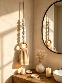 1pc Vintage Beaded Towel Rack, Hanging Kitchen Towel Rack, Decorative Towel And Handkerchief Holder, Suitable For Cabinets, Bathrooms, Ovens, Stove Doors, Home Decor, Perfect For Mother's Day, Housewarming, Valentine's Day, Daily Home Use - A - View 8