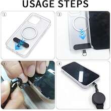 1pc Anti-Theft Retractable Phone Lanyard Black Polygon Carabiner Steel Wire Rope Outdoor Backpack Pendant Key Ring Anti-Loss Phone Tether With Belt Clip And Sliding Lock Suitable For Daily Office, Hiking, Travel, Skiing, Fishing - Casual Style - View 7
