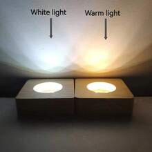 8CM Square 3AAA Battery Powered Wooden Night Light, LED Display Lamp, Decorative Base Light. Suitable For Crystal, Glass, Resin, Acrylic Display Statue Decoration, DIY Decoration - Square - View 2