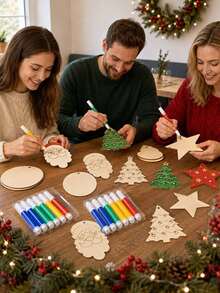 12-Piece Set / Christmas-Themed Blank Model Ornaments, 4 Styles For Winter Parties, Perfect For Christmas Parties And Christmas Tree Decorations - Multicolor - View 5