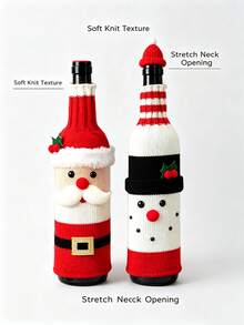 1pc Christmas Wine Bottle Cover, Santa Claus & Snowman Cartoon Design, Holiday Wine Bottle Sleeve, Suitable For Red Wine & Champagne Bottles, Festive Table Restaurant Party Decoration - View 4