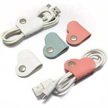 1pc Mixed Color Heart-Shaped Data Cable Storage Box, Earphone Cable Winder Storage Box, PU Leather Cable Organizer, Unisex Gift, Anti-Loss Cable Winder, Bohemian Style, Recommended 1-2 Cables Per Box - Multicolor - View 9