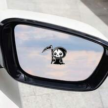 Halloween Stickers, Mini Cute Grim Reaper Stickers, Personalized Creative Car Decor Stickers, Mini Grim Reaper Car Rearview Mirror Decor Stickers, Car Decals, Stickers - Mini Death God - View 2