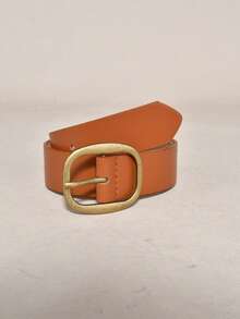 1pc Versatile Minimalist Fashion PU Leather Women's Belt - Burnt Orange - View 1